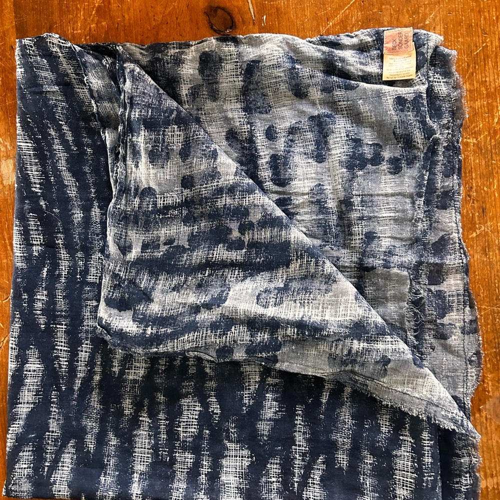 Beck Sondergaard luxury Danish indigo cotton scarf/pareo/wrap. - Picture 5 of 9